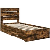  Krevetna konstrukcija Dimljeni hrast i srebrna 75 x 190 cm | shoptok.hr