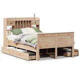 vidaXL Krevet s regalom za knjige bez madraca 135x190 cm od borovine | shoptok.hr