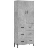 vidaXL Visoka komoda siva betona 69 5x34x180 cm od konstruiranog drva | shoptok.hr