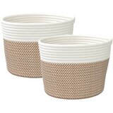  Košare za pohranu 2 kom smeđe-bijele Ø 24 x 18 cm pamučne | shoptok.hr