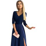 Numoco Elegant long dress with lace neckline | shoptok.hr