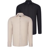 Dewberry DUAL SET G726 MENS SHIRTS-BLACK-BEIGE Cijene