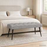 Klupa s gumbastim tkanjem Svjetlosiva 110 x 40 x 46 cm Baršun | Eponuda.com
