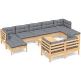 Vrtna sedežna garnitura 10-delna s sivimi blazinami borovina, (20674355) | Shoptok.si