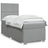 vidaXL Box spring postelja z vzmetnico svetlo siv 100x200 cm blago Cene