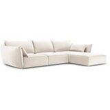 Mazzini Sofas Bež žametna kotna sedežna garnitura z ležalnikom (desni kot) Vanda – | Shoptok.si