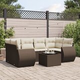 Maison Chic Seti vrtnega pohištva - Vrtna garnitura - Vrtni pohištvo set 7-delna z blazinami rjav poli ratan, (21801201) | Shoptok.si