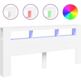 vidaXL LED posteljno vzglavje belo 220x18,5x103,5 cm inženirski les, (20953881) Cene