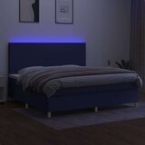  Krevet box spring s madracem LED plavi 200x200 cm od tkanine | shoptok.hr