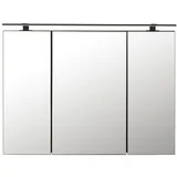 omara z ogledalom timber, temno siva, led