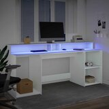  Radni stol LED bijeli 200 x 55 x 91 cm od konstruiranog drva | Eponuda.com