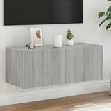  The Living Store Stenska TV omarica z LED lučkami siva sonoma 80x35x31 cm - TV Stenska Omarica, (21499030) Cene