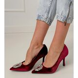  Burgundy stiletto pumps with rhinestones Eleda Cene
