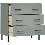  Komoda s 3 ladice siva 77 x 40 x 79,5 cm od masivnog drva OSLO | shoptok.hr