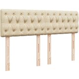 vidaXL Box spring postelja z vzmetnico krem 160x200 cm blago | Shoptok.si