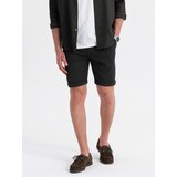 Ombre Men's knit shorts with rolled up legs - black Cene