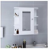 Kopalniška omarica z ogledalom bela 66x17x63 cm MDF | Shoptok.si