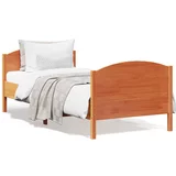 vidaXL Okvir kreveta s uzglavljem voštano smeđi 75x190 cm od borovine