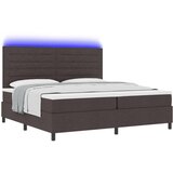  Krevet s oprugom s madracem &amp LED Tamno smeđi 200x200 cm Tkanina | shoptok.hr