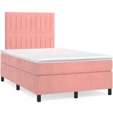 Box spring postelja z vzmetnico roza 120x200 cm žamet | Shoptok.si