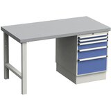 Treston Modulna delovna miza, s predalnim blokom, plošča iz jeklene pločevine, ŠxG 1500 x 750 mm | Shoptok.si