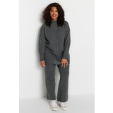 Trendyol Curve Plus Size Two-Piece Set - Gray - Relaxed fit Cene