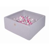 MeowBaby kvadratni bazen z žogicami, 90x90x40 cm z 200 žogicami, bombaž, svetlo siva: svetlo roza/biserno bela/siva, (21333831) | Shoptok.si