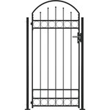  Vrata za ogradu s lučnim vrhom i 2 stupa 105 x 204 cm crna | shoptok.hr