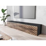 P & B nizka omarica lowa, črna, hrast, vzorec ribje kosti, led | Shoptok.si