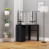 vidaXL Kutni toaletni stolić s LED svjetlom crni 111 x 54 x 141,5 cm Cijene