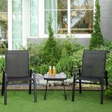 Outsunny 3delna vrtna garnitura z mizo za kavo in 2 zložljivima stoloma, zunanje pohištvo iz jekla in perforirane tkanine, črna, (20710924) | Shoptok.si