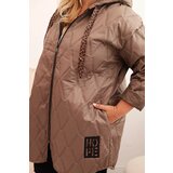 Kesi Włoski Women's Plus Size quilted jacket with a hood and the inscription HOPE fango | shoptok.hr