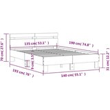  Posteljni okvir z vzglavjem betonsko siv 135x190 cm inž. les, (20978749) | Shoptok.si