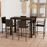 vidaXL Zunanja barska garnitura 7-delna z naslonjali poli ratan rjava | Shoptok.si