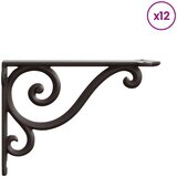  Nosači za zidne police 12 kom. Antikno smeđa 12.5 x 17 x 3 cm | shoptok.hr