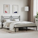vidaXL Kovinski posteljni okvir z vzglavjem črn 180x200 cm Cene