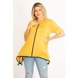 Şans Women's Plus Size Mustard Piping Detailed Hem Laced Tunic | shoptok.hr