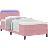 vidaXL Postelja s podlagi z vzmetnico in LED Roza 90x190 cm Žamet | Shoptok.si