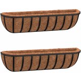  Zidna korita crna 2 kom obloge od kokosa 61x19x16 cm čelična | shoptok.hr