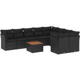 vidaXL 10-dijelni set vrtnih sofa s jastucima crni od poliratana | shoptok.hr