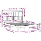 vidaXL Krevet s regalom za knjige bez madraca 140 x 190 cm od borovine | shoptok.hr