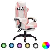vidaXL Igraća stolica s RGB LED svjetlima rozo-bijela od umjetne kože Cijene