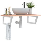  The Living Store Stenska polica za umivalnik jeklo in trdna hrastovina - Polica Za Umivalnik, (21486490) | Shoptok.si