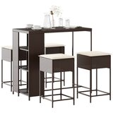 The Living Store Vrtna barska garnitura 5-delna z blazinami rjav poli ratan - Vrtna Barska Garnitura, (21476134) | Shoptok.si