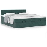 vidaXL Otomanski posteljni okvir z vzmetnicami zelen 200x200cm žamet, (21607264) | Shoptok.si