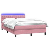 Box spring postelja z vzmetnico roza 140x220 cm žamet, (22011161) | Shoptok.si