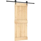  Klizna vrata Prirodna i crna 80 x 210 cm Čvrsta borovina | shoptok.hr