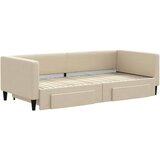  Dnevni krevet na razvlačenje s ladicama krem 90x200 cm tkanina | shoptok.hr