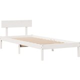 Knjižna postelja brez vzmetnice bela 75x190 cm trdna borovina | Shoptok.si