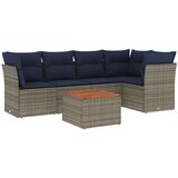 vidaXL Vrtna garnitura - 6-dijelni set vrtnih sofa od poliratana s jastucima sivi - Siva stol + 3x kutna + 2x srednja | shoptok.hr